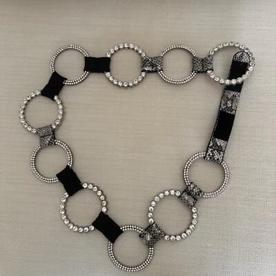 Vintage Chico's Belt Rhinestone Snakeskin Adjustable Glam Sz S/M Mint - Image 1 of 4