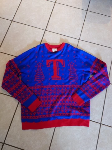 Texas Rangers Ugly Christmas Sweater Size XL MLB Holidays Cover