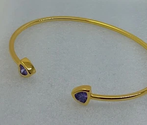 Impresionante brazalete abierto italiano simulado amatista 18ct GF relleno de oro de 18 quilates 6 cm - Imagen 1 de 11
