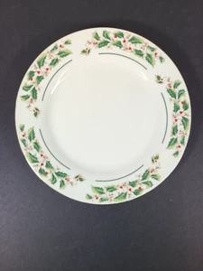 Elfenbein Stechpalme Weihnachten Salatteller Fine China 7-1/2" (Kugel) Elfenbein LESEN - Bild 1 von 4
