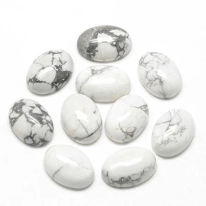 Piedra preciosa suelta calibrada natural cabujón ovalada blanco howlita de 5x7 mm a 12x16 mm - Imagen 1 de 4