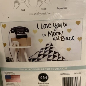 RoomMates “I Love You To The Moon And Back” Quote Peel + Stick ~ 19 Wall Decals - Picture 1 of 5