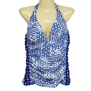 Profile by Gottex Tankini Swimsuit Top Women's Size M Blue & White - Picture 1 of 6