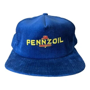 Vintage Pennzoil Blue Corduroy Adjustable Snapback Hat Cap K Products USA - Picture 1 of 7