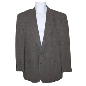 VTG Daniel Hechter Sport Coat Jacket Mens 44R Brown Black Check USA Union Label - Picture 1 of 10