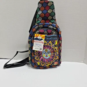 Neu mit Etikett Nepal Boho Sling Bag Sonne & Mond Hippie Umhängetasche Handtasche Rising International  - Bild 1 von 8