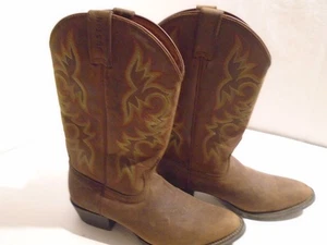 Justin Boots Men's 11D Style 2551 Cowboy western  Boot Brown Leather Rubber sole - Picture 1 of 3