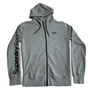 Superdry Orange Label Heavy Weight Full Zip Hoodie Jungen L Grau Ärmel Spellout - Bild 1 von 7