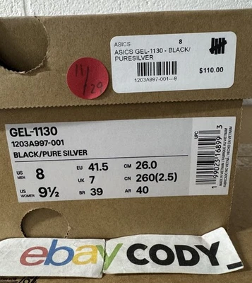 ASICS гель-1130 переливающийся черный размер 8 мужской коричневый * обувная коробка только * 1203A997-001 - Изображение 1 из 4