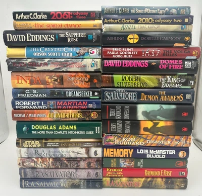 Lot of 30 Vintage Sci-Fi/Fantasy Hardcover Books - Asimov Clarke Salvatore +++ - Image 1 of 4