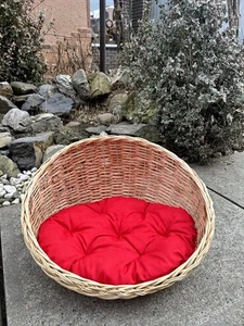 handmade pet storage basket natural wicker cat carrier handwoven wicker dog bed - Picture 1 of 6