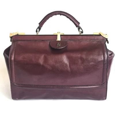 Pierre Cardin Leather Doctor’s Bag Red Burgundy Handbag Vintage 60s - Image 1 of 4