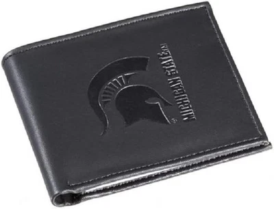 Michigan State Spartans Black Genuine Leather Bi-Fold Wallet - Image 1 of 2