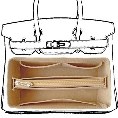 KOPPAL Purse Organizer Insert For Birkin 35 Bag, Felt Insert Organizer With Z... - Image 1 of 4