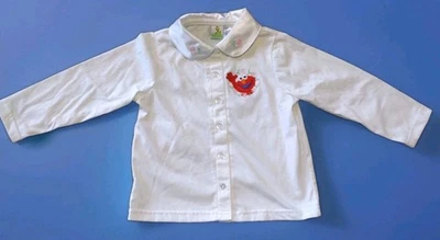 Vintage 80s 90s Sesame Street Shirt Size 3T Toddler Elmo Floral Button Girls - Image 1 of 4