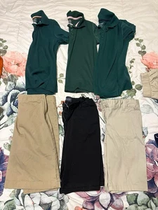 Girls School Uniform Lot of 6 Shirts Skorts, Shorts Size 10/12 Hunter Green - Picture 1 of 1
