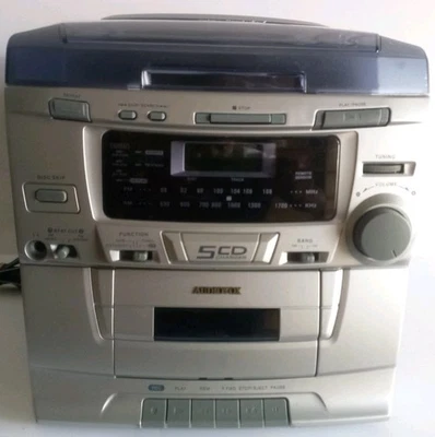 Audiovox CD2154 5 disc Cd Changer Silver Stereo System Surround W/One Speaker  - Image 1 of 4