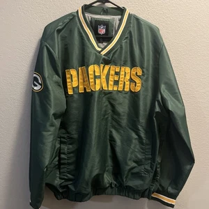 Green Bay Packers Jacket Men's Large Green Pullover Windbreaker Large - Picture 1 of 8