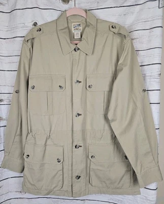 Travelsmith Beige Safari Jacket Mens M Utility Field Cargo Pockets Twill Travel - Image 1 of 4