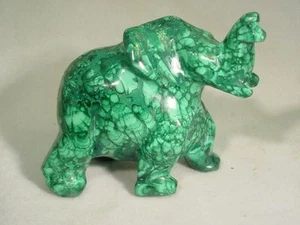 Butw tallado a mano en Zaire malaquita elefante talla Lapidarium 2308C - Imagen 1 de 1