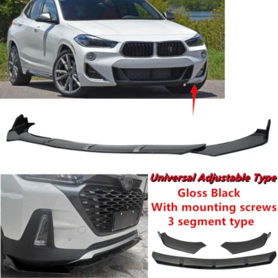 Add-on Universal Fit For BMW X2 F39 2018-2022 Front Bumper Spoiler Lip 3-Stage Foto 1 de 4