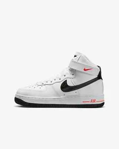 Nike Air Force 1 High Top White Crimson Black FD1019 100 - SIZE 6Y / 7.5 WOMENS - Picture 1 of 10