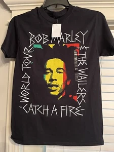 Camiseta pequeña unisex BOB MARLEY & THE WAILERS CATCH A FIRE WORLD TOUR Zion nueva con etiquetas - Imagen 1 de 2