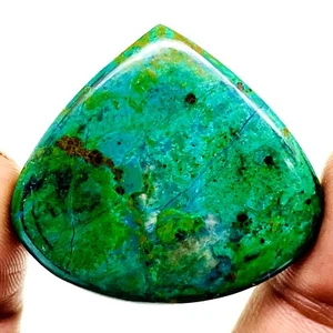 91.20 Cts Natural Malachite Chrysocolla 33.5x37.5mm Pear Huge Cabochon Gemstone - Picture 1 of 13