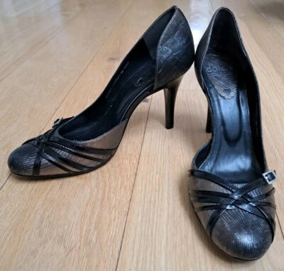 Dolcis Boutique Cuero Stiletto Zapatos Dorado Plata Negro Reino Unido 6 Diamante Nuevos Foto 1 de 4