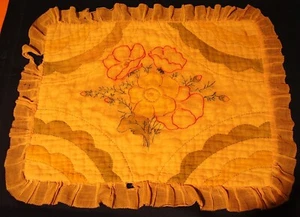 Falsa de almohada vintage bordada pequeña, acento, muñeca, flor, hecha a mano, 10 X 13 pulgadas - Imagen 1 de 13