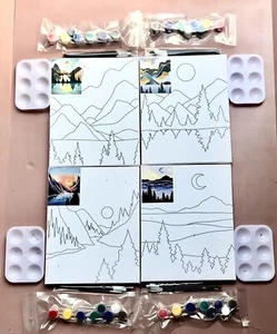"Kit de pintura en lienzo Pre Dawn para adultos y niños lote de 4 de las montañas 8""x10""" - Imagen 1 de 5