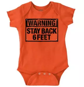 Warning Stay Back 6 Feet Funny Introvert Newborn Baby Boy Girl Infant Romper - Picture 1 of 5