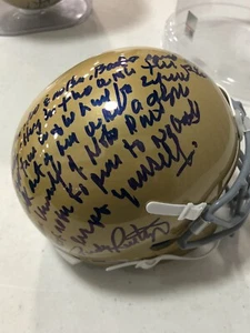 Minicasco irlandés Rudy 45 HOLO firmado discurso completo Notre Dame Rudy Ruettiger - Imagen 1 de 9