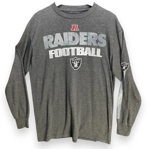 NFL Size L Mens Long Sleeve Shirt Grey Las Vegas Raiders Football AFC Graphic - Picture 1 of 9