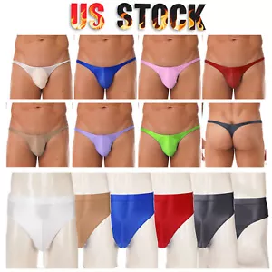 Mens Glossy Bikini Briefs Thong High Cut Panties Lingerie Underwear Swimwear - Picture 1 of 167