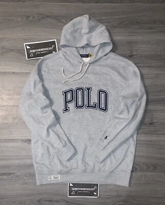 POLO RALPH LAUREN Big & Tall Grey Spell Out Logo Fleece Sweatshirt Hoodie - Image 1 of 4