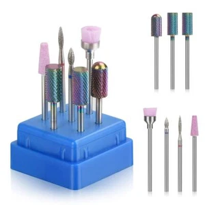 7 Piece Tungsten Carbide Nail Drill Bit Set For Salon And Home Manicure - Picture 1 of 7