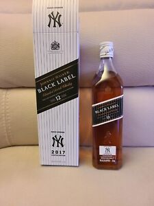 2017 New York Yankees Johnnie Walker Black Label Scotch Bottle 750ml  RARE
