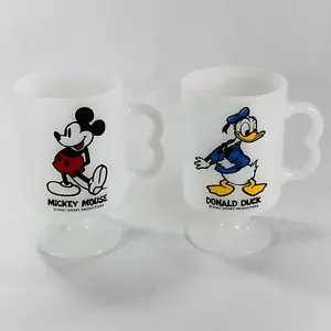 Juego de tazas de vidrio de leche pedestal de Mickey Mouse y el pato Donald de colección - Disneyana - Imagen 1 de 12