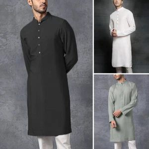 US LAGER Herren Indianer Kleidung Kurta Shirt Kurz Kaftan Ethno Festival Tunika Top - Bild 1 von 15