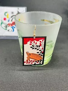 Japanese Jewelry Earrings bush clover & wild boar Hana Fuda July kimetsu mint - Picture 1 of 12