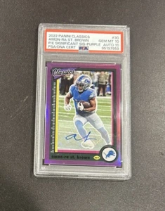 2022 Panini CLASSICS AMON RA ST BROWN P/E Significant Purple AUTO PSA 10 and 10 - Picture 1 of 2