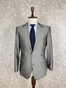 NWOT Brioni Palatino Silk Wool 85/15 Shiny Gray Half Lined Handmade Blazer EU 47 - Picture 1 of 12