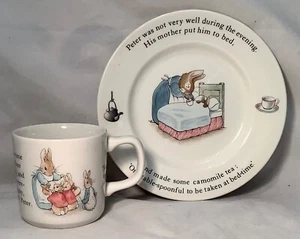 Set of 2 Vintage Peter Rabbit Wedgewood Mug & Plate England - Picture 1 of 8