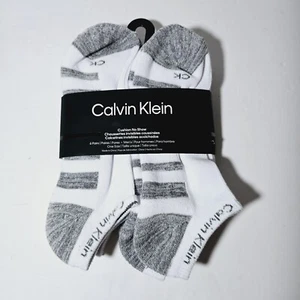 NWT Calvin Klein No Show Socks 6-Pair Men's Cushion White Gray Size 7-12 - Picture 1 of 7