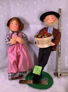 Vtg Annalee Felt Americana Couple Signed 18” Painted Art Dolls - Picture 1 of 11