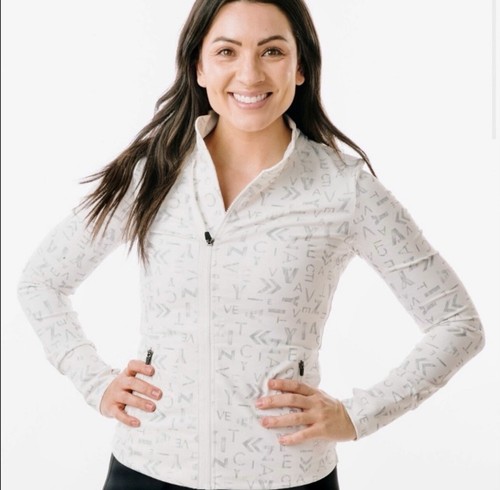 VETEMENTS Giacca Zyia avorio e grigio con cerniera e tasche e fori per pollice manica taglia Med