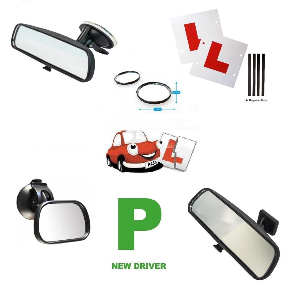 New Learner Driver School Test Driving Exam Instructor Mirror L Plates Pass Kit - Image 1 of 1