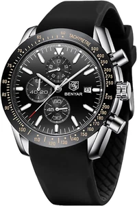 BY BENYAR Watch for Men Analog Quartz Chronograph Waterproof Luminous Designer - Picture 1 of 17