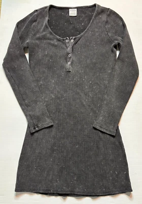 Camisa para dormir rosa Victoria's Secret gris oscuro manga larga térmica tejida gofre S Foto 1 de 4